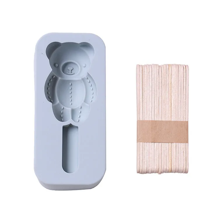 2PC Silicone Mold Rabbit Bear Shape Silicone Mold Ice Tray Ice Cream Stick Mold
