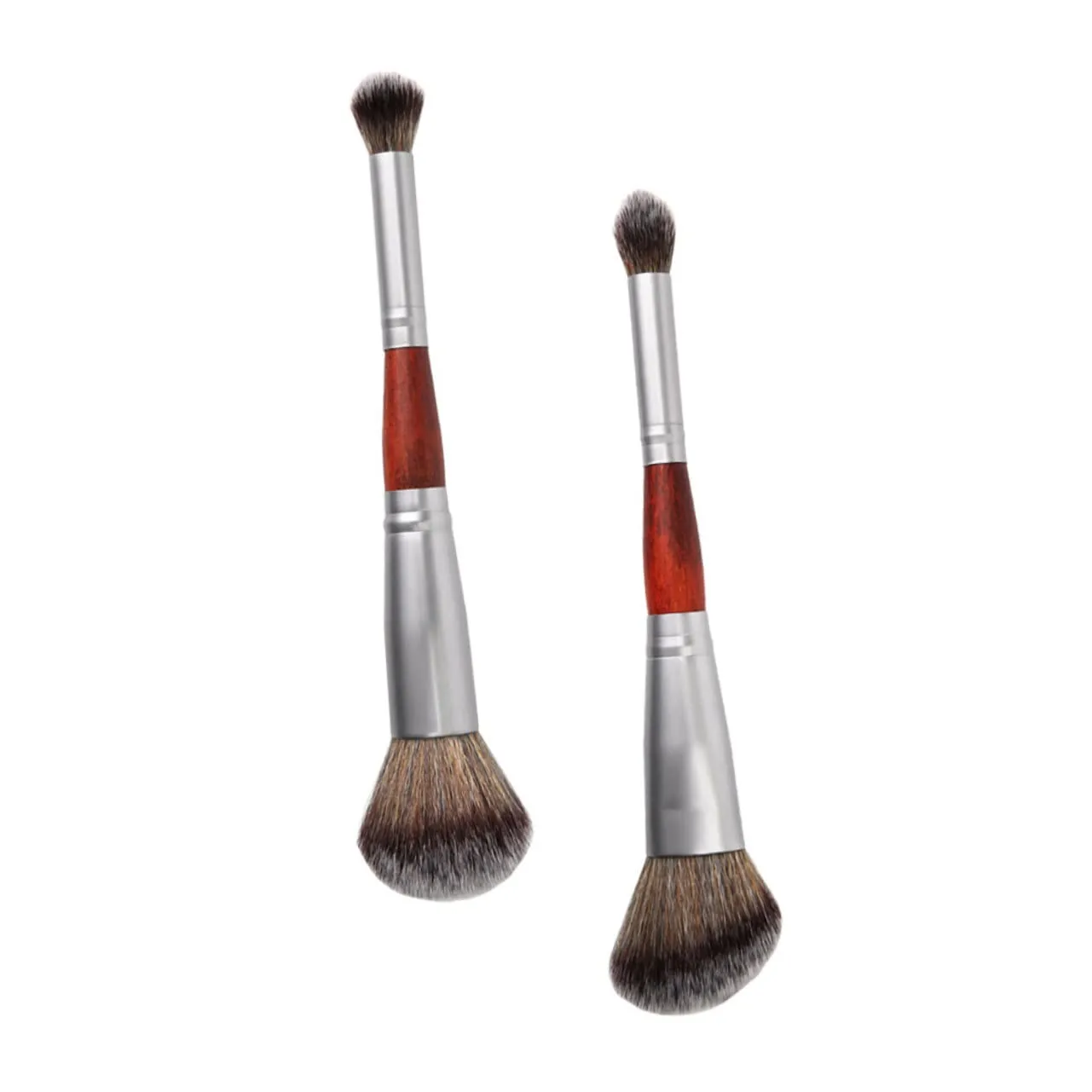2pcs Dual Ended Makeup Brush for Women Soft Blending Brushes for Loose Powder and Eye Shadow Portable Cosmetic Tools for Contouring and Highlighting