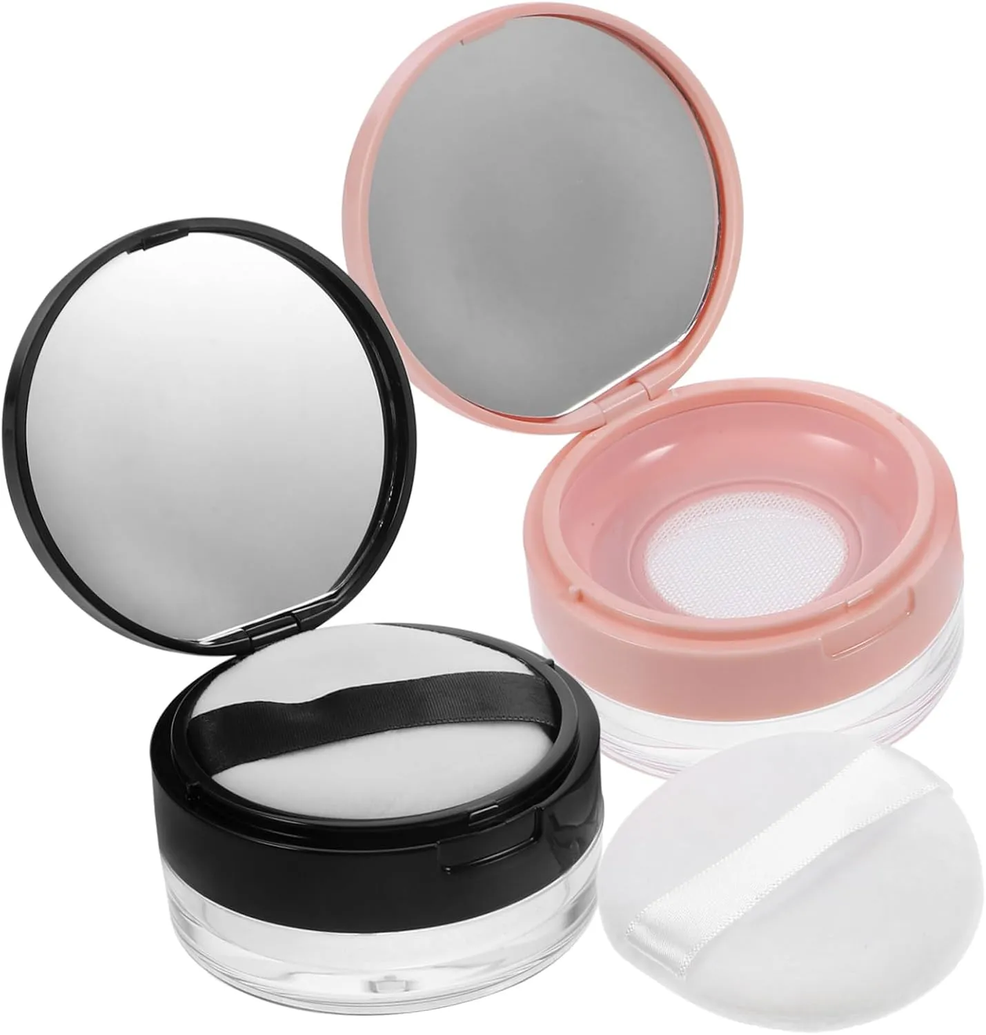2pcs Portable Loose Powder Container Mirror Stylish and Makeup Powder Box for Travel for Cosmetics Eye Shadow and Blusher Easy to Refill and Reusable