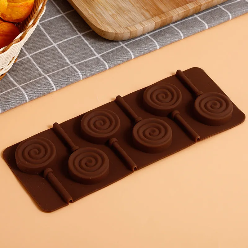 2pcs Silicone Mold 6 Even Doughnuts Lollipop Mold Valentine's Day Chocolate Mold