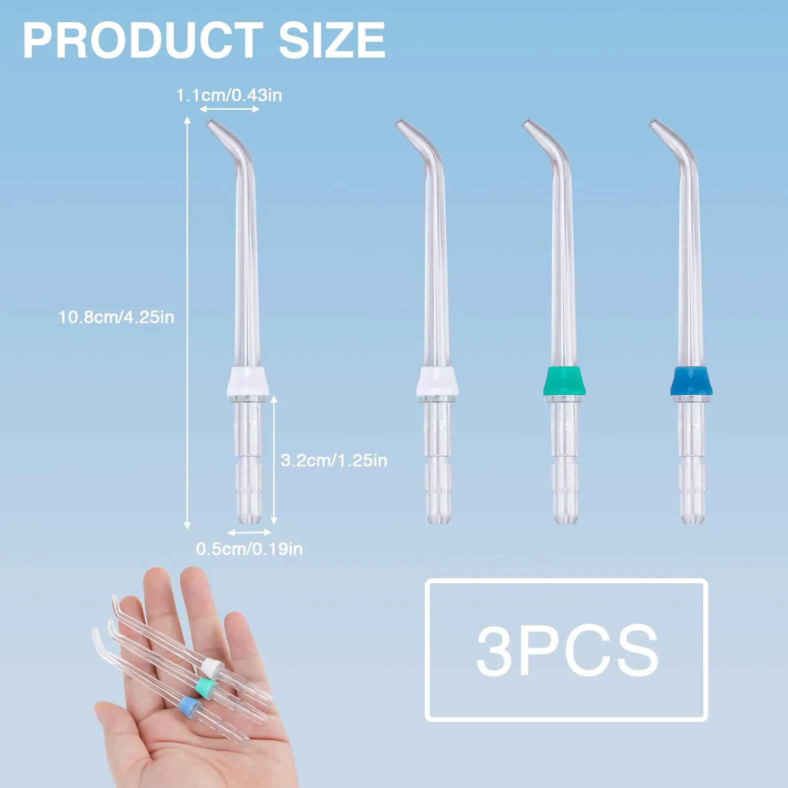 3 Pcs Flosser Replacement Heads, Flosser Refill Replacement Tips Dental Oral Irrigator Nozzle Classic Jet Tips Ultrasonic Tooth Cleaner for Waterpik Water Flosser and Other Oral Irrigators