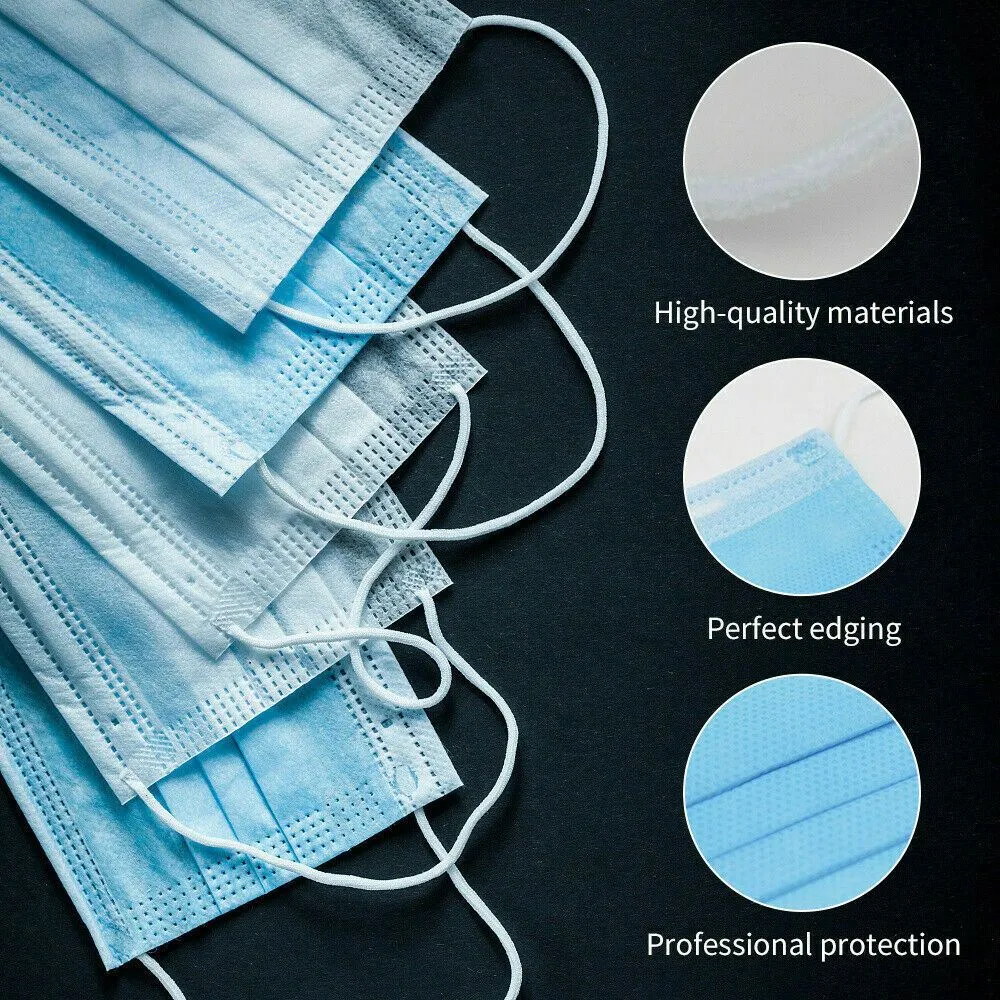 3-Ply Disposable Masks Non-Medical Sanitary Surgical Earloop Face Mask Lot