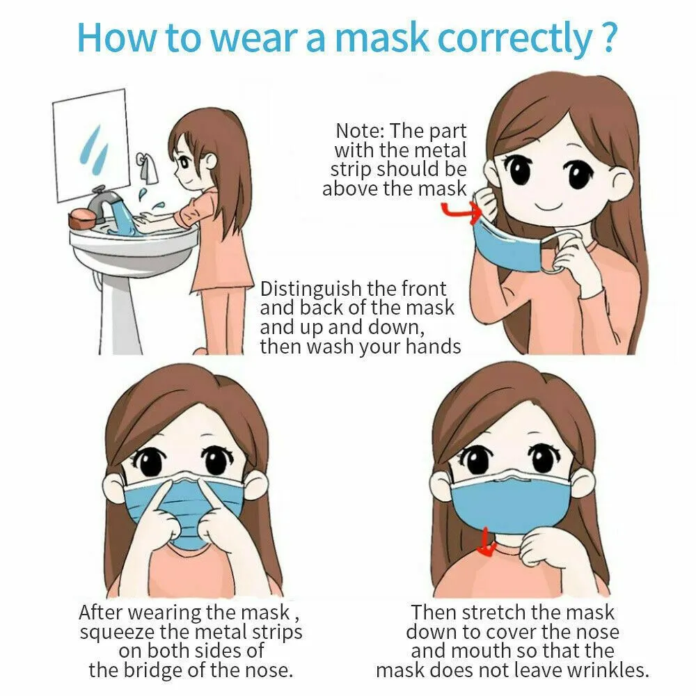 3-Ply Disposable Masks Non-Medical Sanitary Surgical Earloop Face Mask Lot