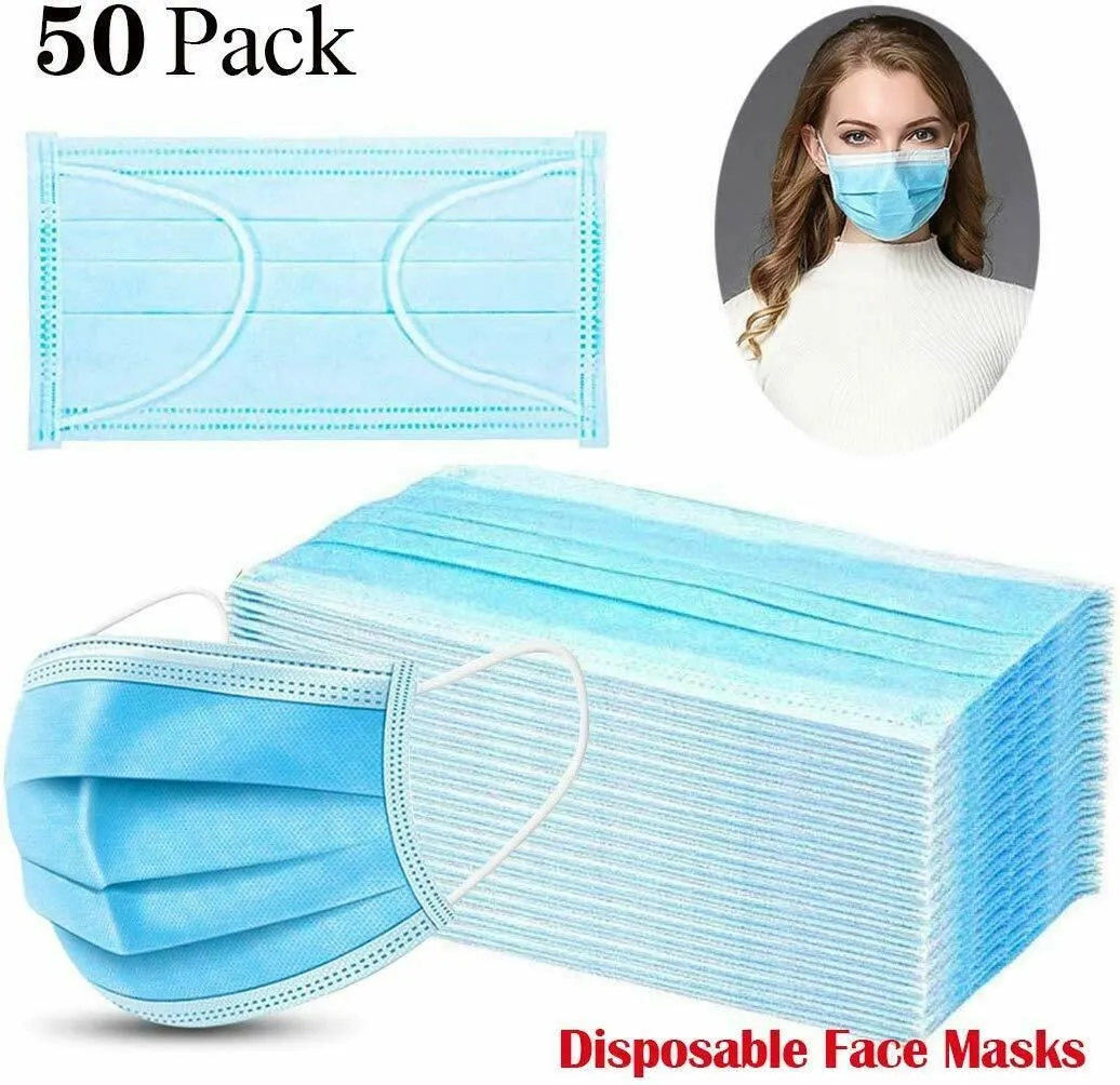 3-Ply Disposable Masks Non-Medical Sanitary Surgical Earloop Face Mask Lot