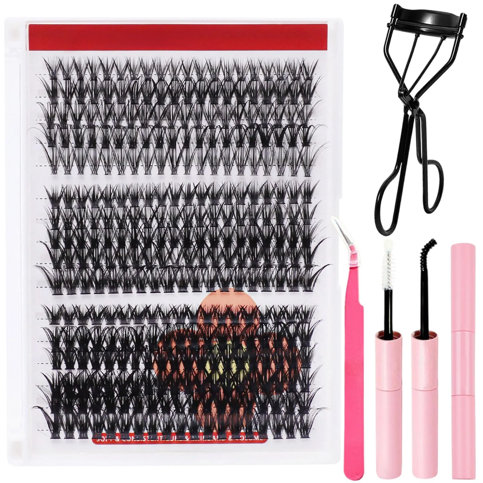 320PCS Mink Lashes Fluffy Lash Clusters DIY Kit 30D 40D 50D False Eyelashes Clusters, Wispy lash Clusters Individual Eyelashes Kit for Applicator at Home DIY Lash Extension
