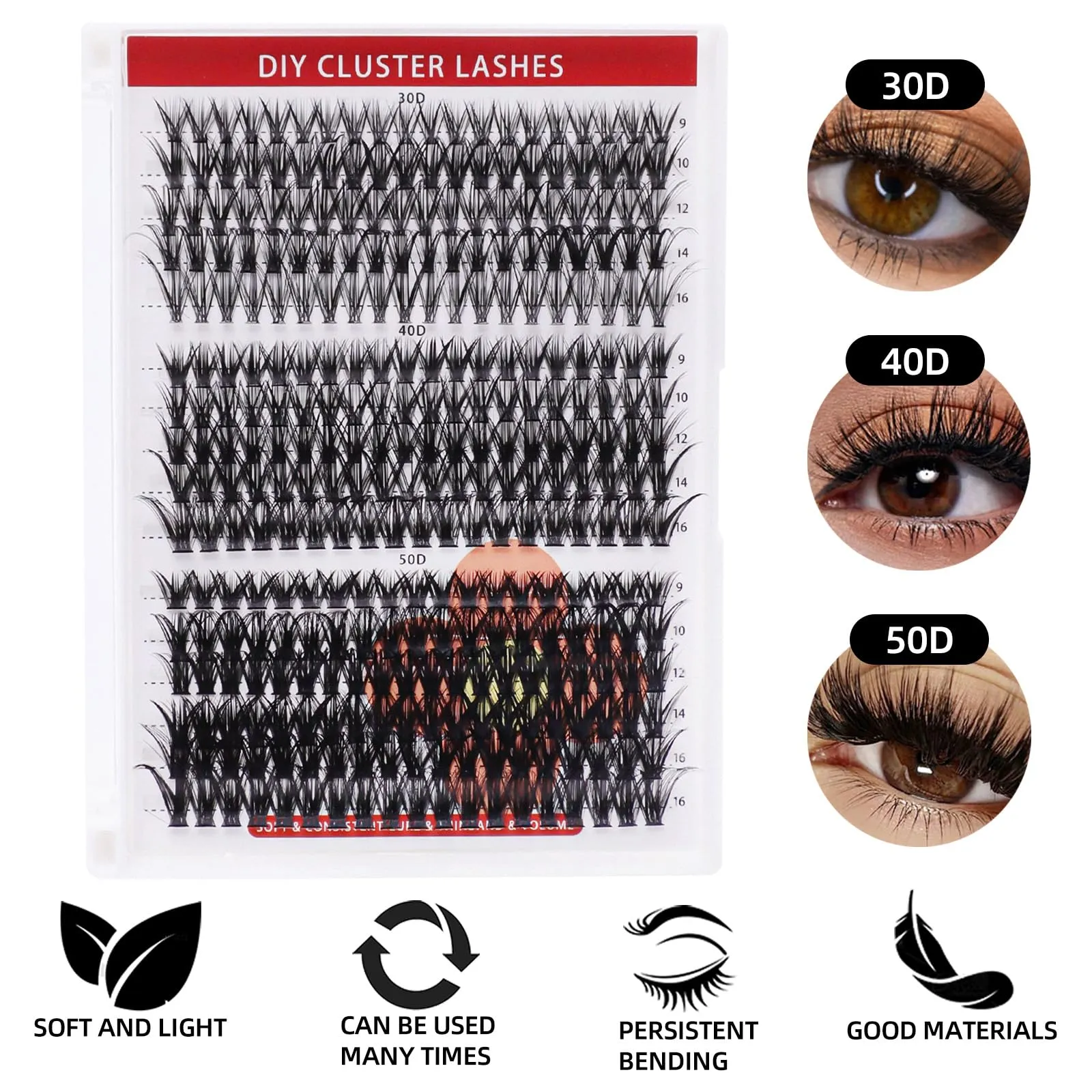 320PCS Mink Lashes Fluffy Lash Clusters DIY Kit 30D 40D 50D False Eyelashes Clusters, Wispy lash Clusters Individual Eyelashes Kit for Applicator at Home DIY Lash Extension