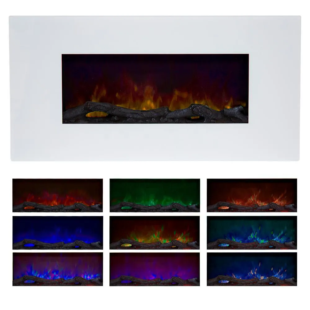 36 in. Color Changing LED Electric Fireplace in White