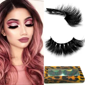 3D Mink Eyelashes 25mm Mink Lashes Fluffy Volume Eyelashes viEYEve 100% Handmade Real Siberian Mink Lashes Dramatic Full Strip False Lashes for Women 1 Pair