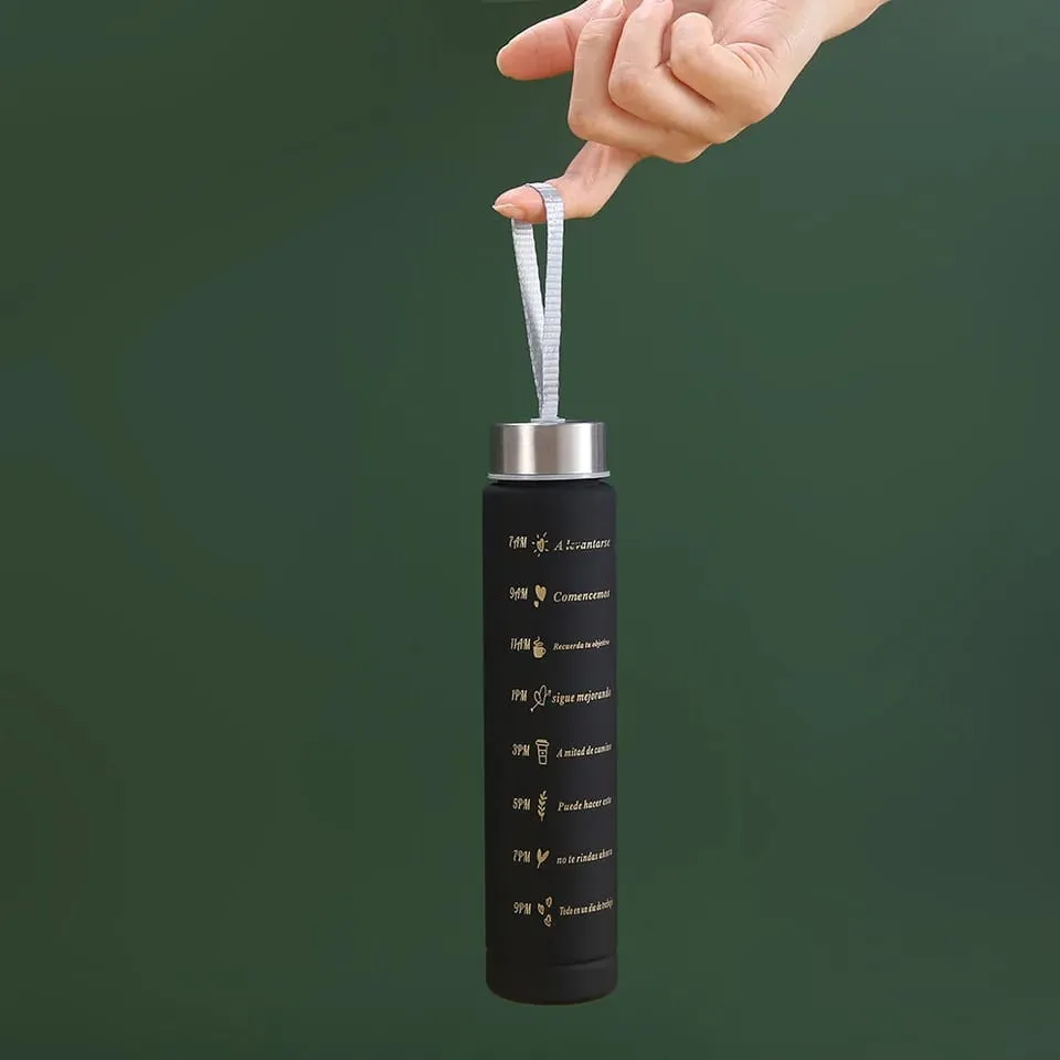 3PCS Water Bottle with Two Straw Black Matte 12 in modal