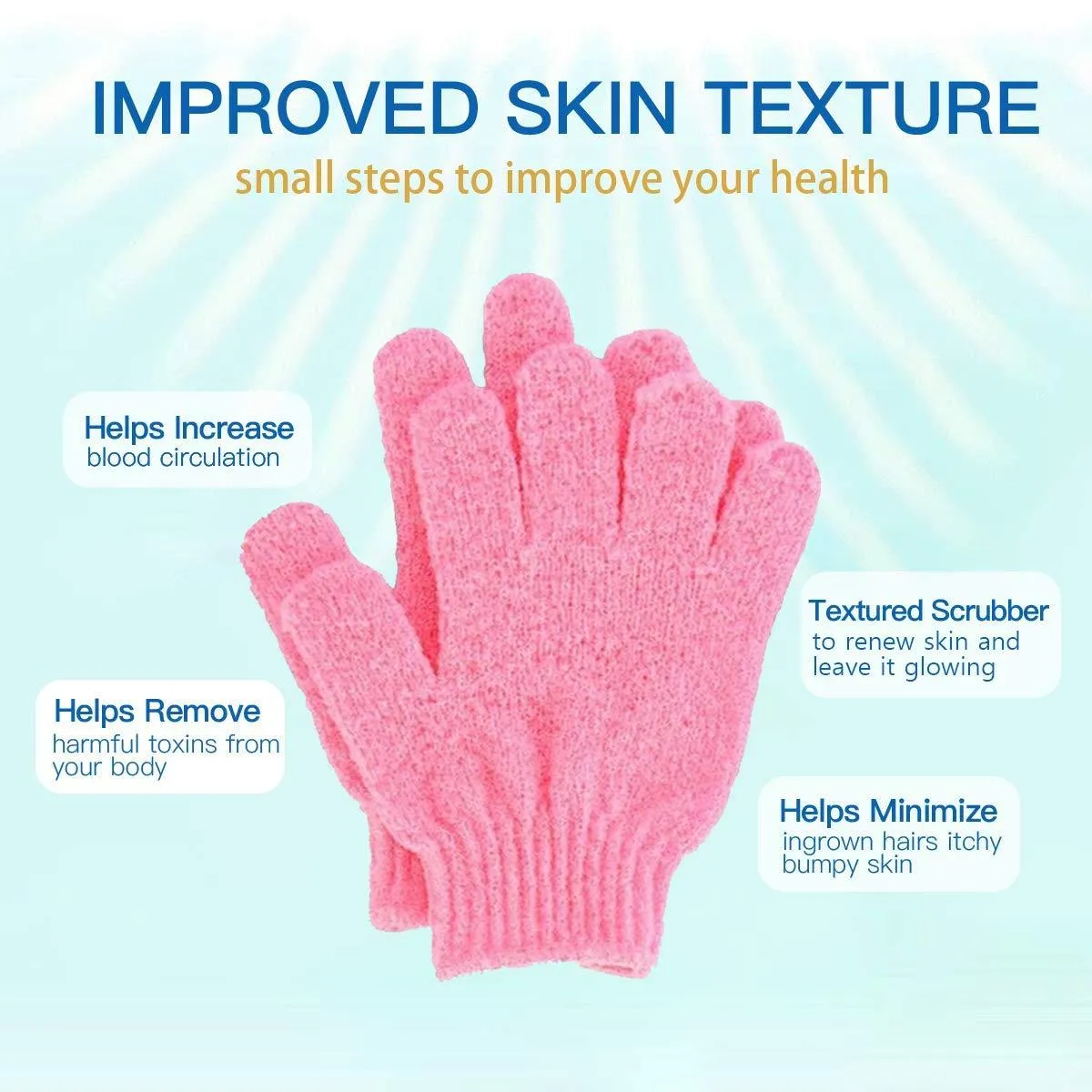 4-Pairs: Exfoliating Gloves - Premium Scrub Wash Mitt for Bath or Shower