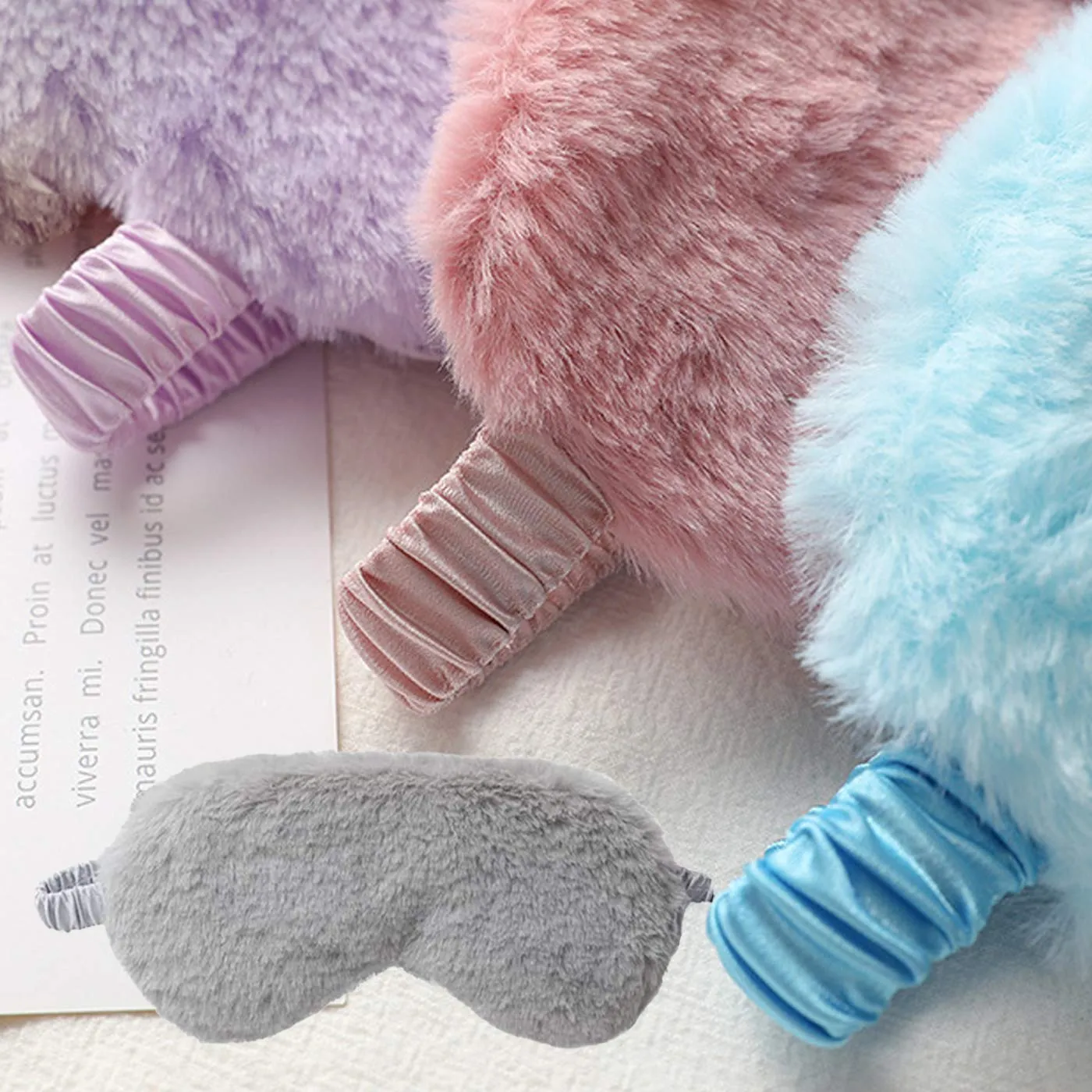 4 Pcs Plush Eye Mask Soft Fluffy Plush Eye Mask Sleep Mask Adjustable for Kids Adult Women