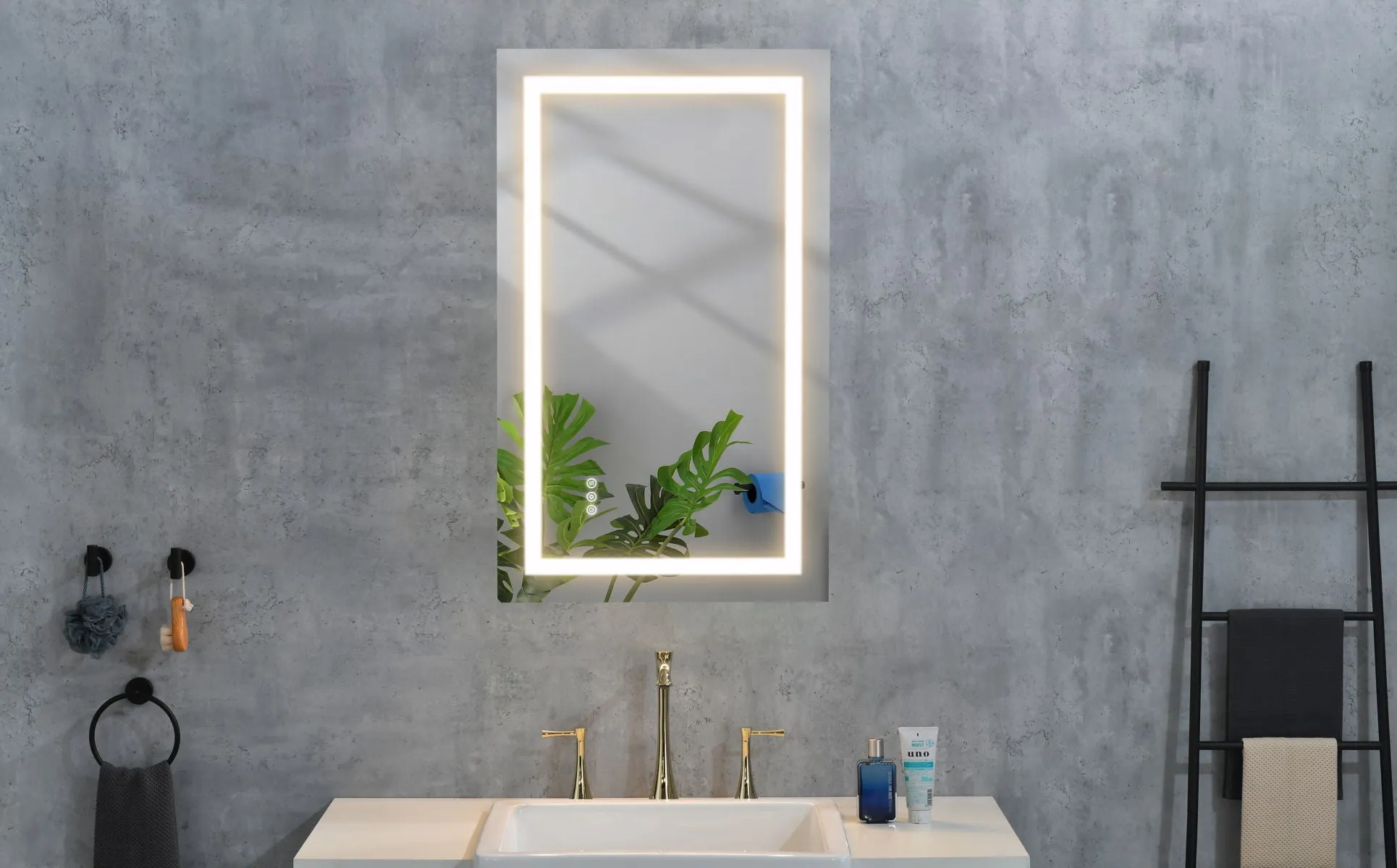 40 X 26 LED Lighted Bathroom Wall Mounted Mirror With High Lumen / Anti-Fog Separately Control / Dimmer Function