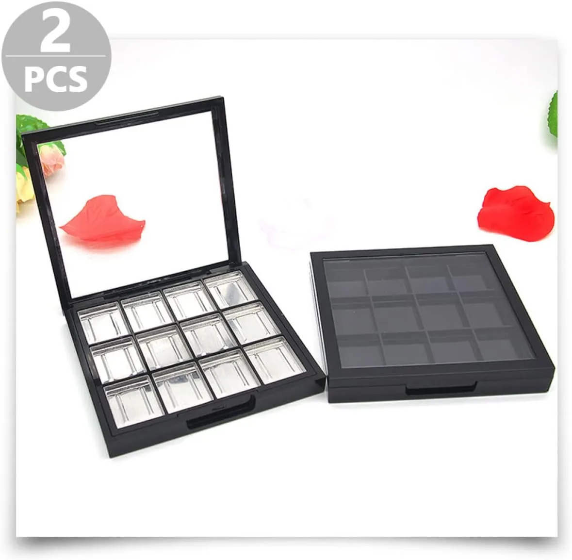 4pcs Refillable Blusher Container Multi-grid Makeup Storage Cases for Travel for Lipstick Eyeshadow Loose Powder Organization Convenient Cosmetics Display Box