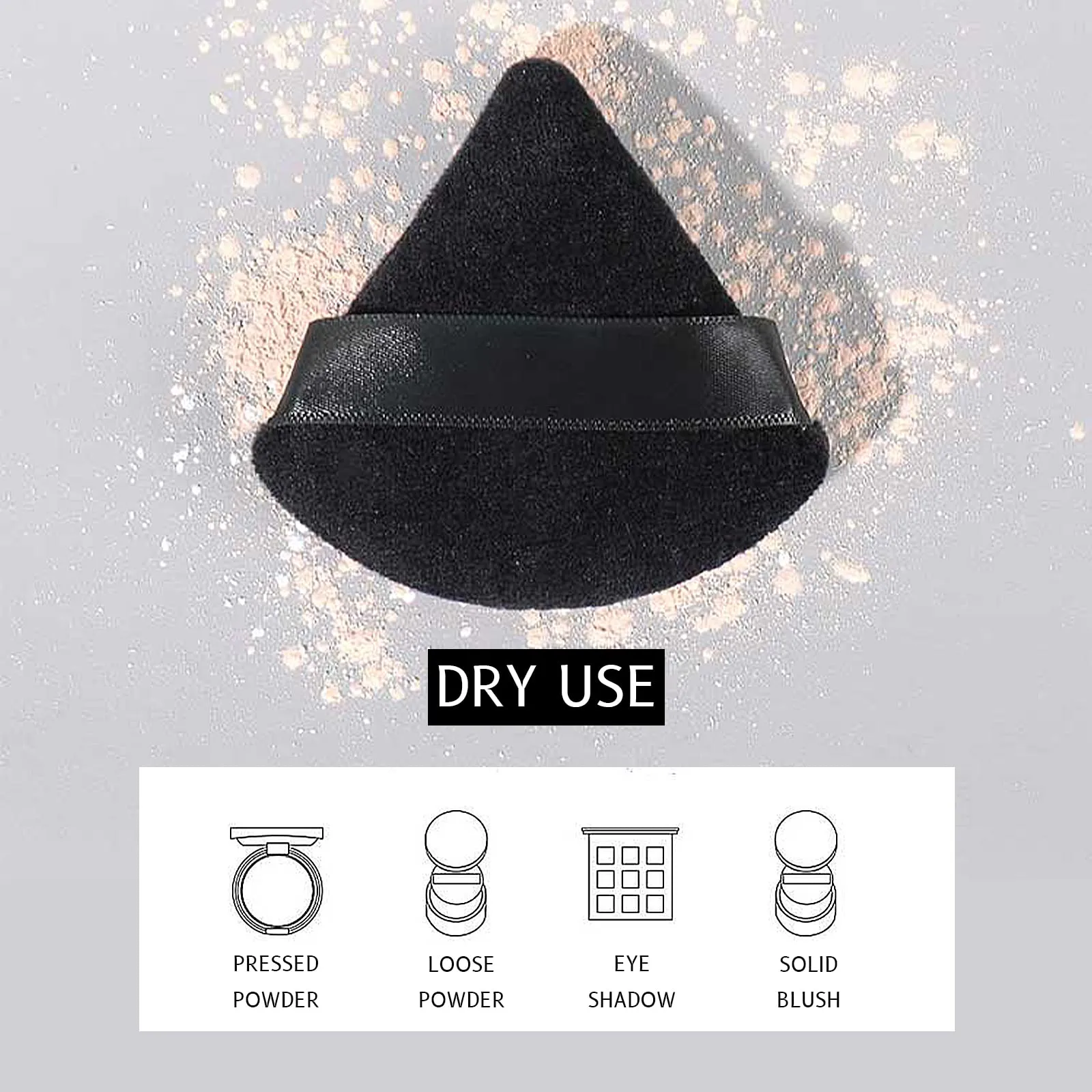 4Pcs Triangle Powder Puffs, Wet Dry Dual-Used Soft Powder Sponge for Loose Powder/Cosmetic Foundation, Washable & Reusable Triangle Makeup Beauty Puff, 2Black and 2White