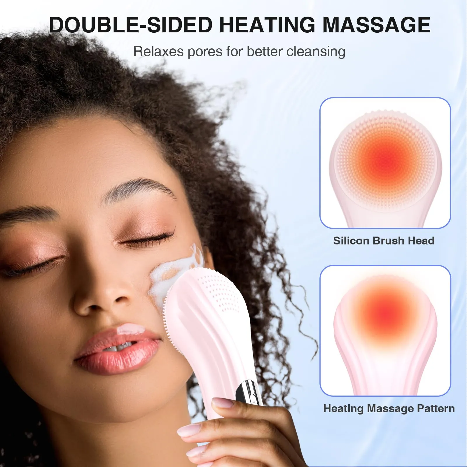 5 Modes Silicone Face Scrubber, Waterproof Face Scrubber Exfoliator for Men & Women Deep Cleansing, Exfoliating, Massage (Pink)