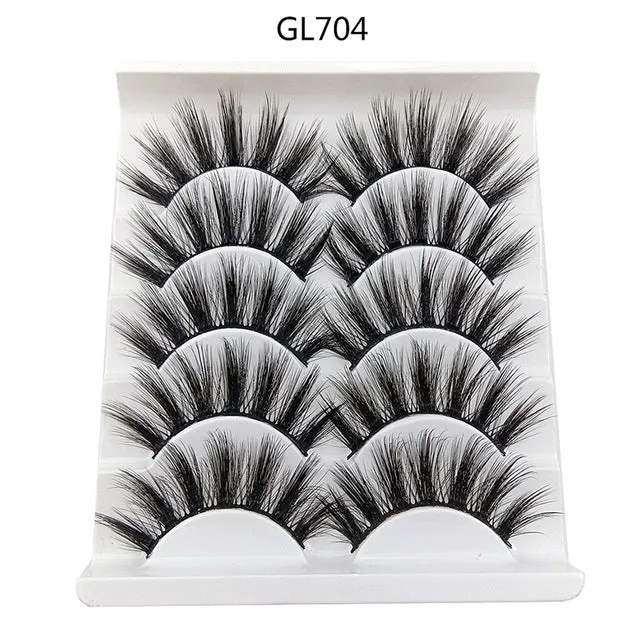 5 Pairs 3D Natural Long Thick Hair False Eyelashes