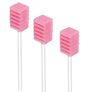 (50 Pack) Disposable Oral Swabs, Sterile Dental Sponge Swabsticks Unflavored for Mouth & Gum Cleaning 50pcs-tooth Pink