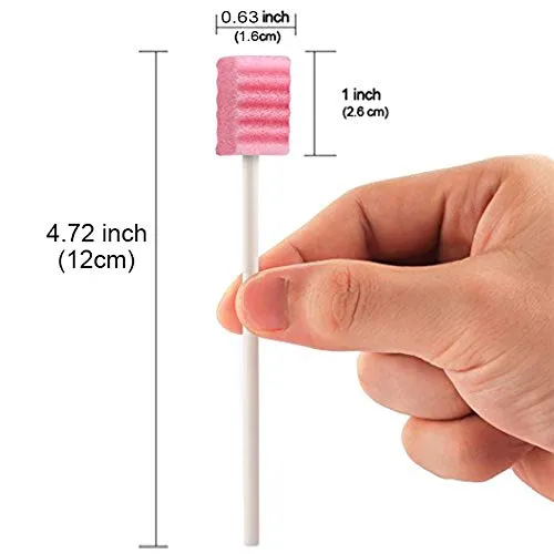 (50 Pack) Disposable Oral Swabs, Sterile Dental Sponge Swabsticks Unflavored for Mouth & Gum Cleaning 50pcs-tooth Pink