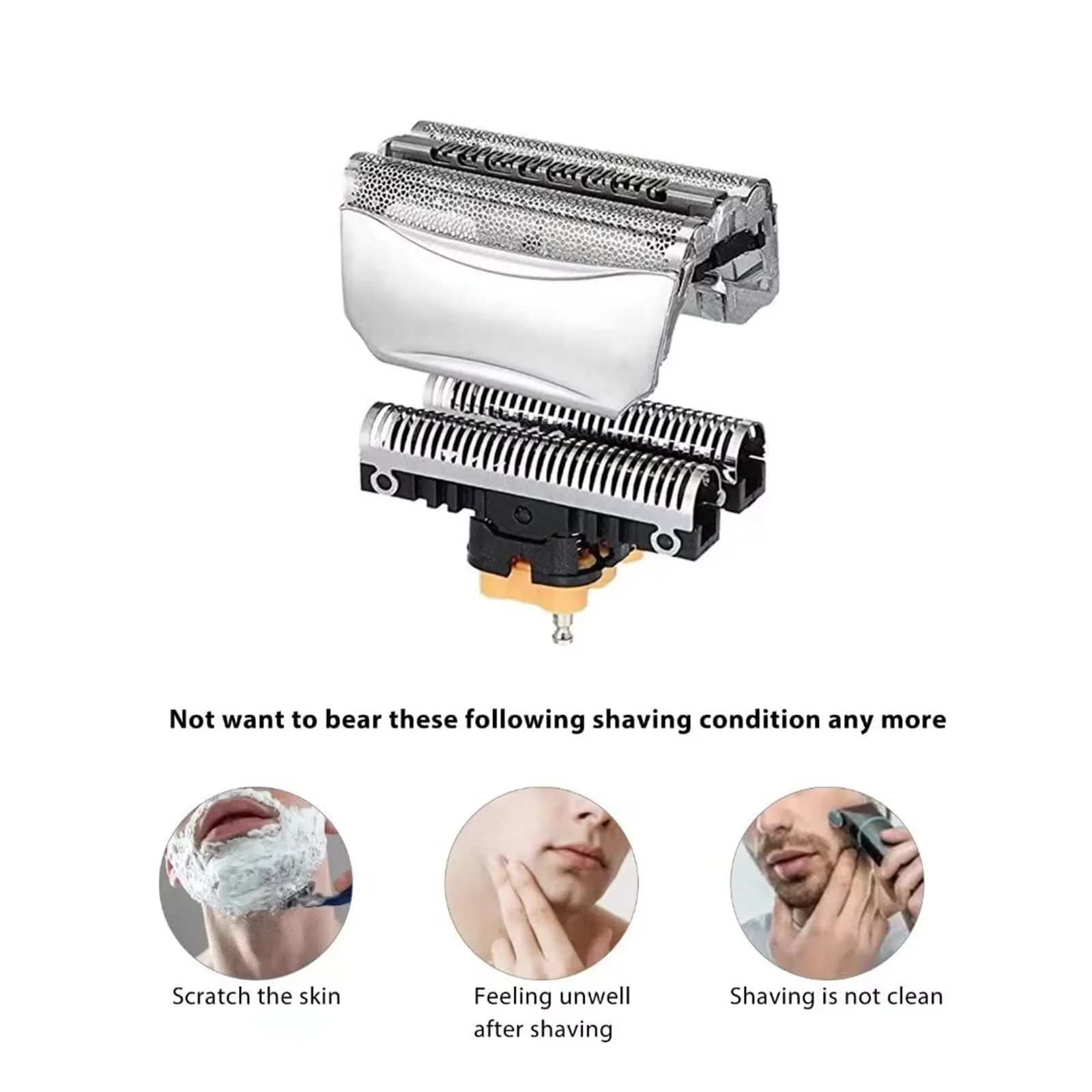 51S Replacement Shaver Foil Screen & Cutter for B-raun 8000 Series 8385 C&R,8374, 8377, 8970, 8975, 8985, 8986, 8987, 8990, 8991, 8995 (Silver)