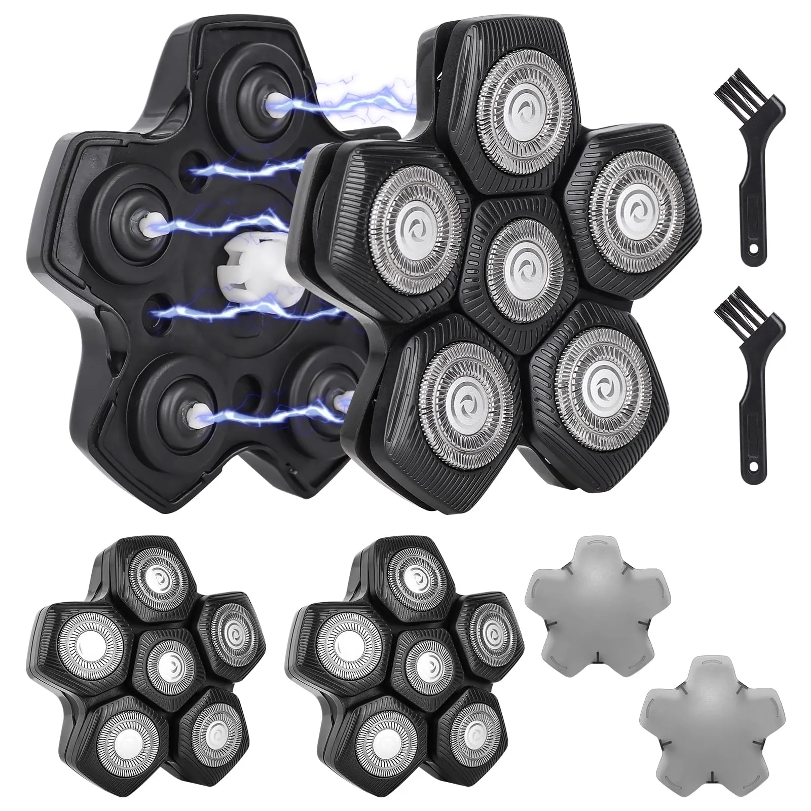 6 Blades Head Shaver Replacement Heads - Shaver Replacement Blades - Magnetic Shaver Replacement Heads for Head Shaver Universal Replacement Heads 2pcs