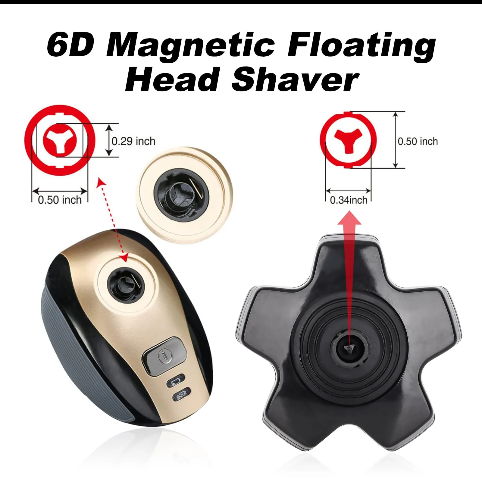 6 Blades Head Shaver Replacement Heads - Shaver Replacement Blades - Magnetic Shaver Replacement Heads for Head Shaver Universal Replacement Heads 2pcs