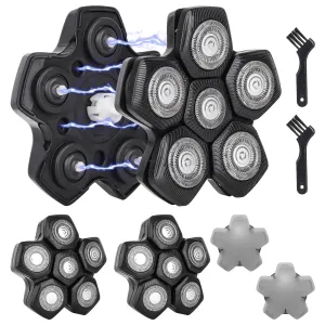 6 Blades Head Shaver Replacement Heads - Shaver Replacement Blades - Magnetic Shaver Replacement Heads for Head Shaver Universal Replacement Heads 2pcs