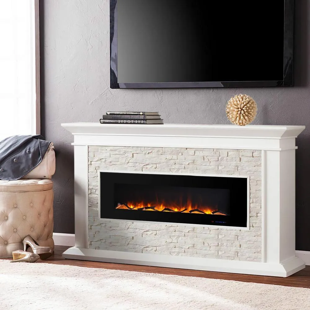 60 in. Wall-Mount Electric Fireplace in Black
