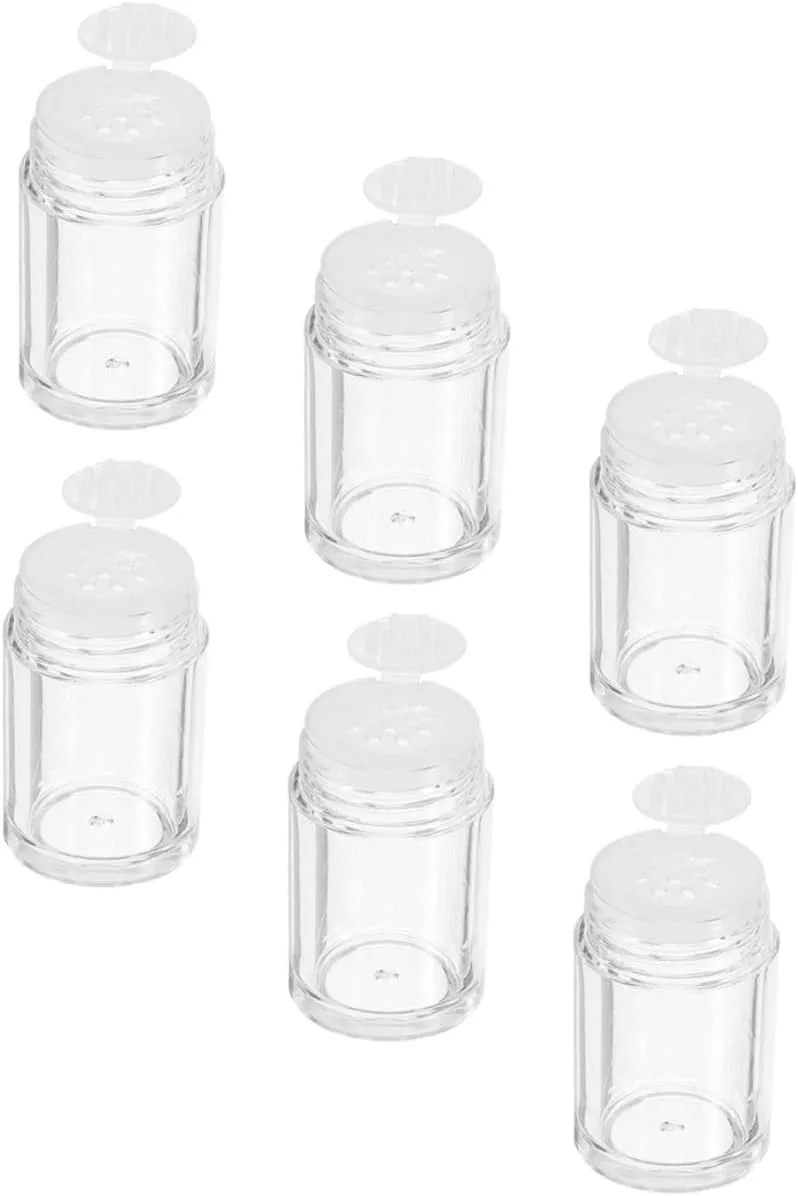 6pcs Loose Powder Bottles Travel Containers Sifter and Lid for Cosmetics Eye Shadows Creams and Beauty Additives