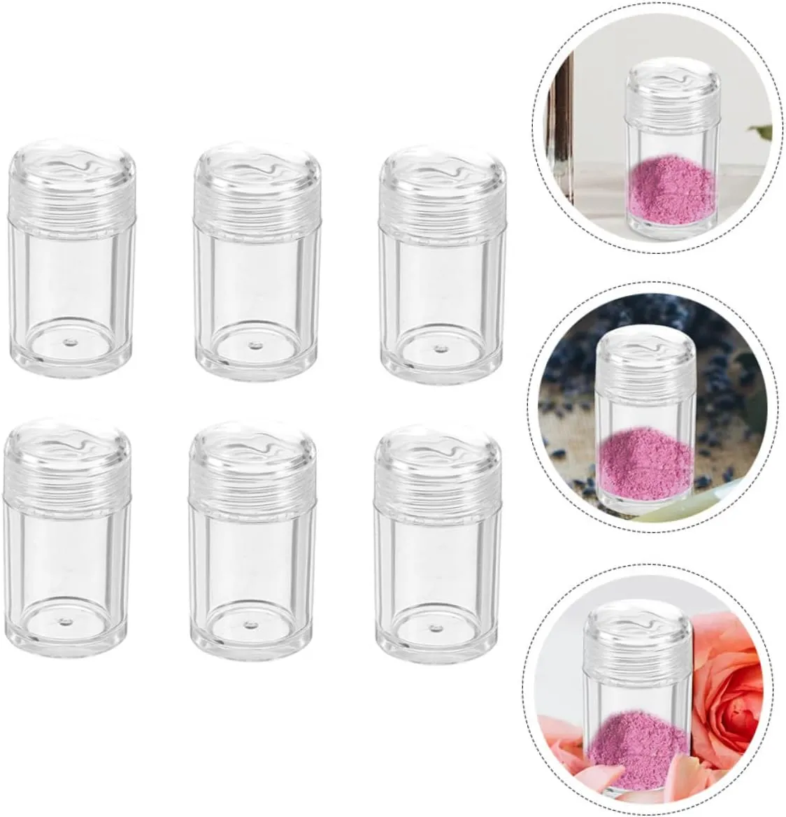 6pcs Travel Loose Powder Bottles Open-hole Cosmetic Containers for Makeup and Portable Design for Purses Handbags and Suitcases
