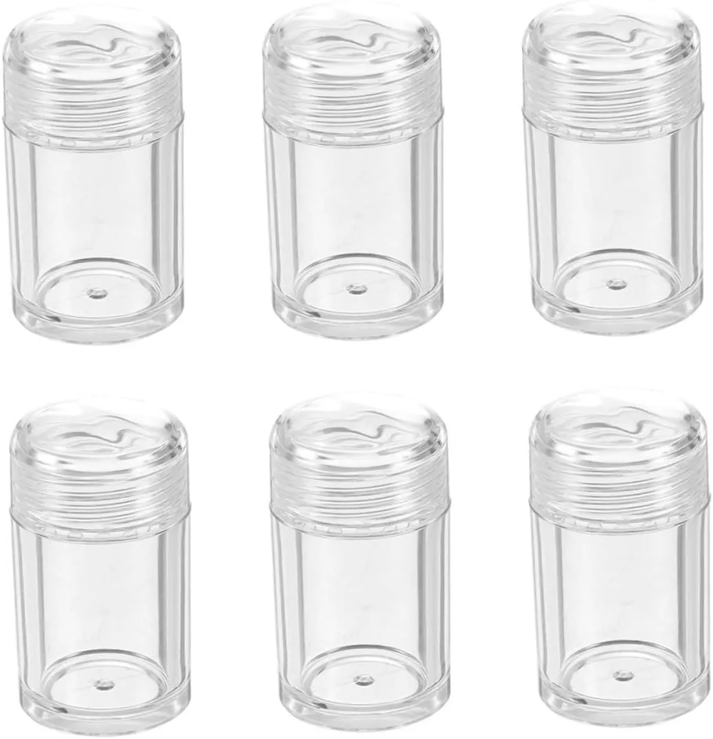6pcs Travel Loose Powder Bottles Open-hole Cosmetic Containers for Makeup and Portable Design for Purses Handbags and Suitcases