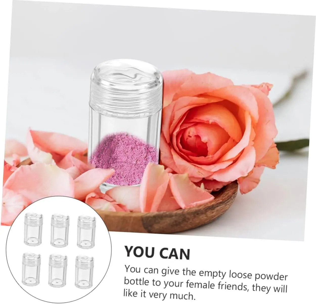 6pcs Travel Powder Bottles Stylish Loose Powder Containers Skin-friendly Makeup Storage for Mineralized Cosmetics Eye Shadows Design