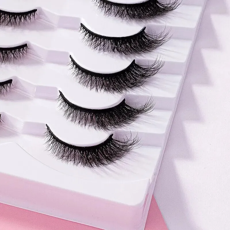 7 Pairs Pack 3D Wispy Cat Eye Fake Lashes Natural Look