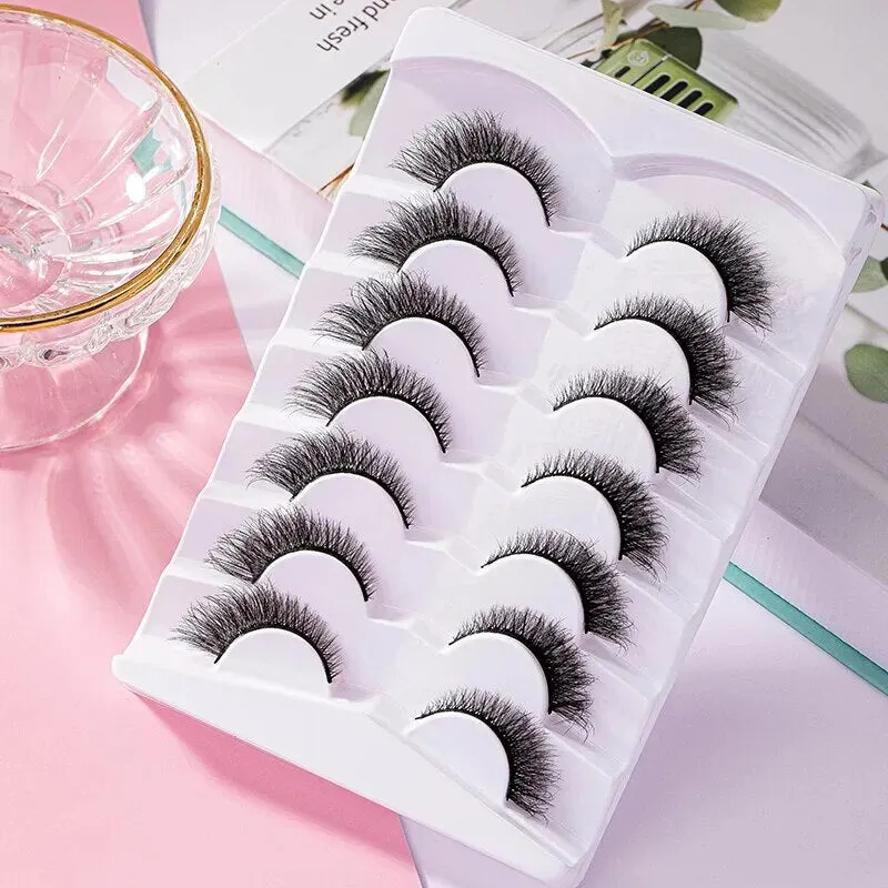 7 Pairs Pack 3D Wispy Cat Eye Fake Lashes Natural Look