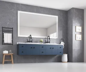 84 X 48 LED Lighted Bathroom Wall Mounted Mirror With High Lumen / Anti-Fog Separately Control Bedroom Full - Length Mirror Bathroom LED Mirror Hair Salon Mirror - White