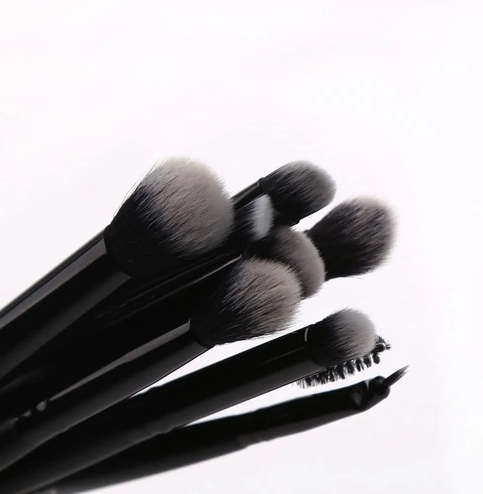 9-piece Artificial Fiber Cosmetic Cover Brush Black Wood Handle Eye Shadow Brush Set