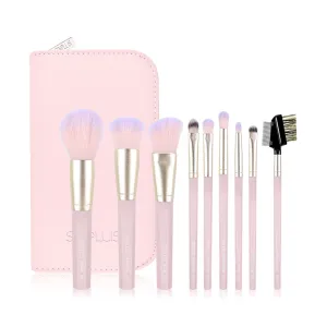 9pcs pink octagonal makeup brush set