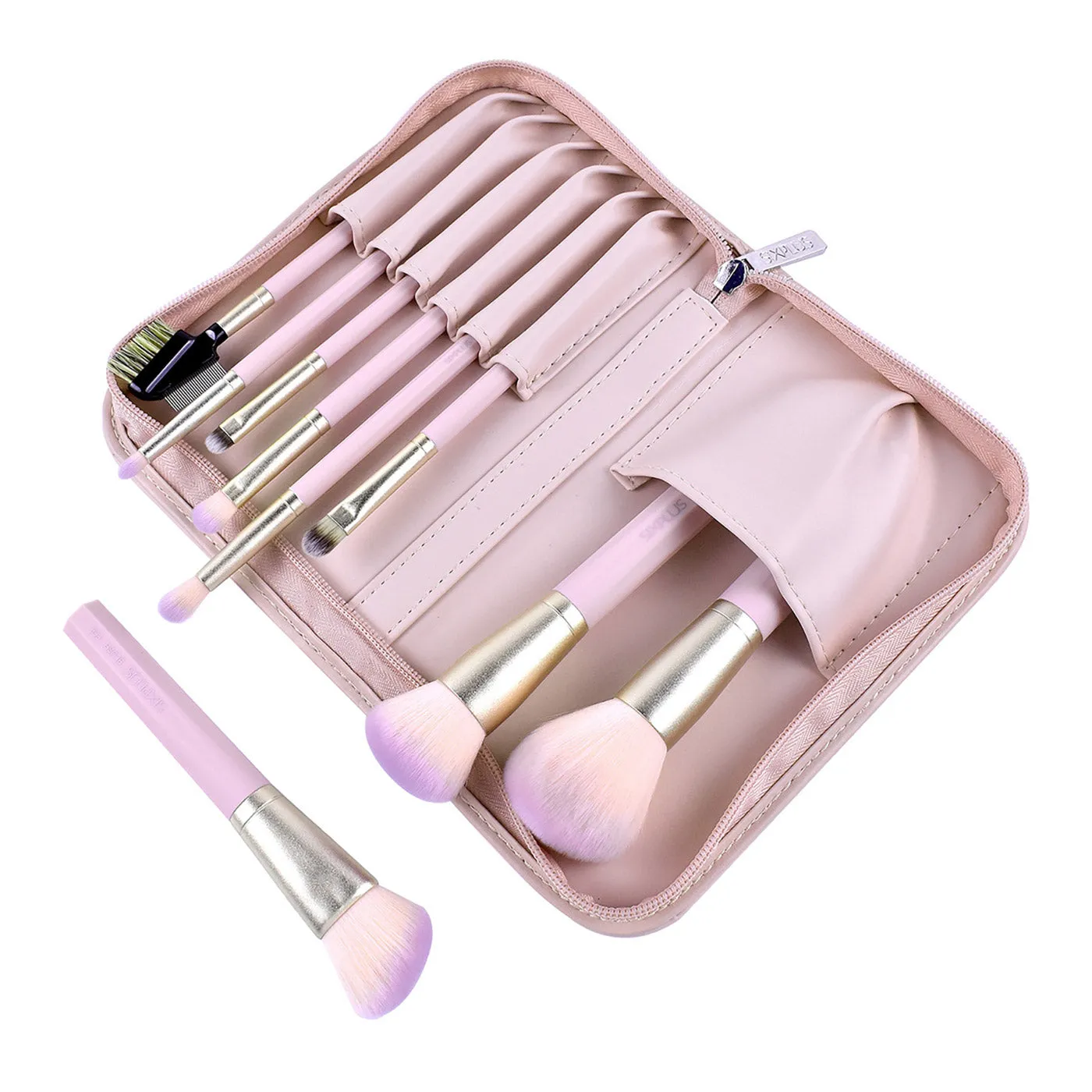 9pcs pink octagonal makeup brush set