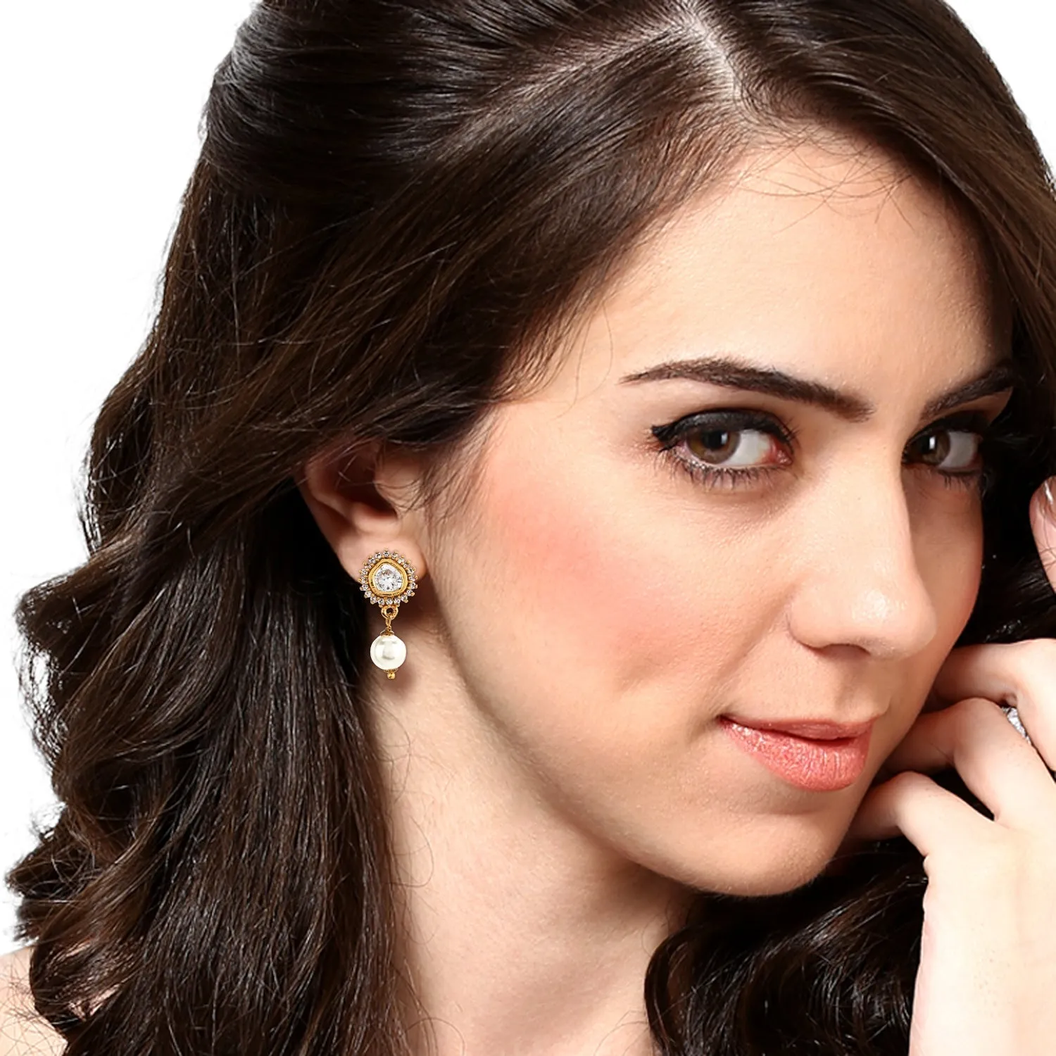 Ad Stone Pearl Drop Earring