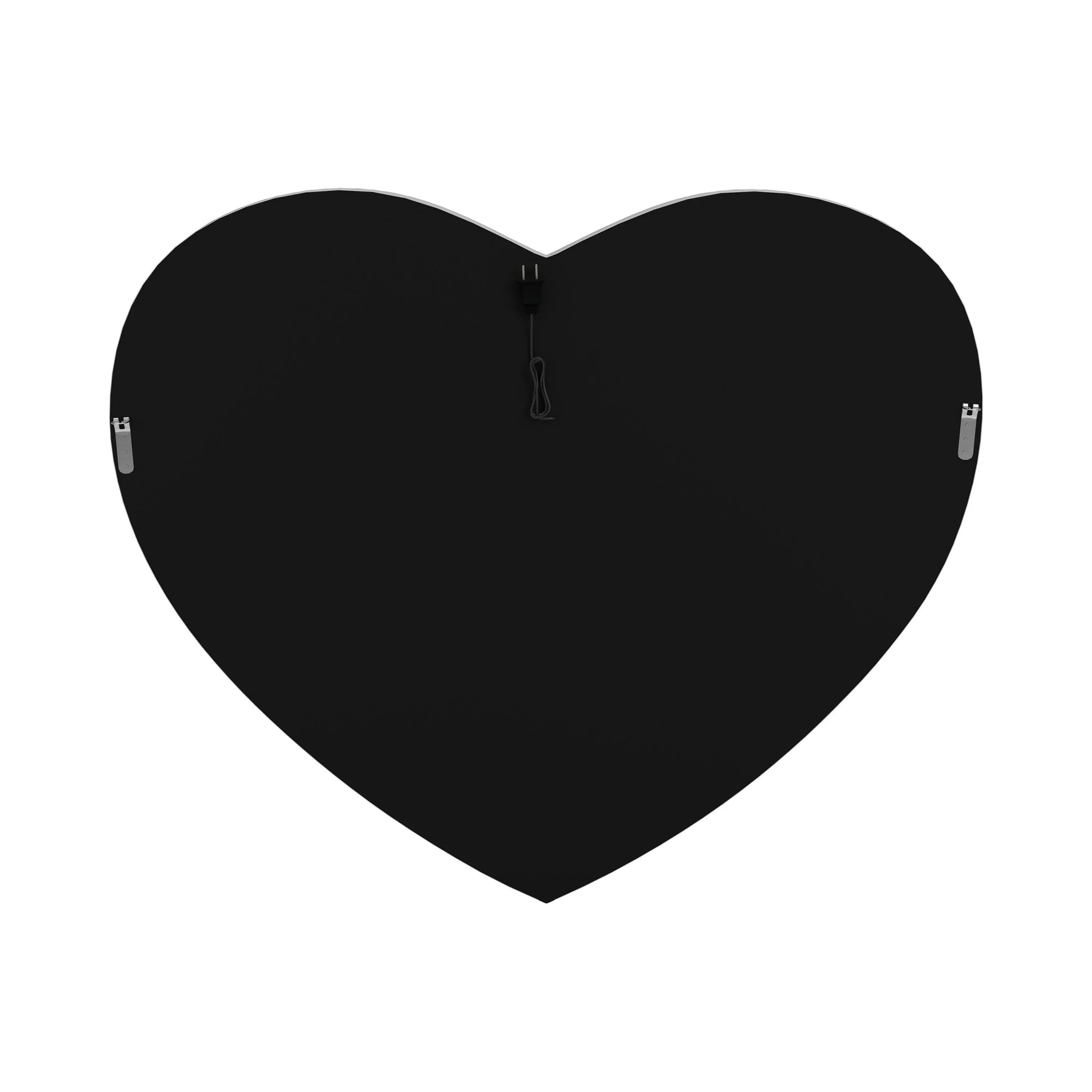 Aiko 36 x 30 Inch Heart Shaped LED Light Wall Mirror Silver