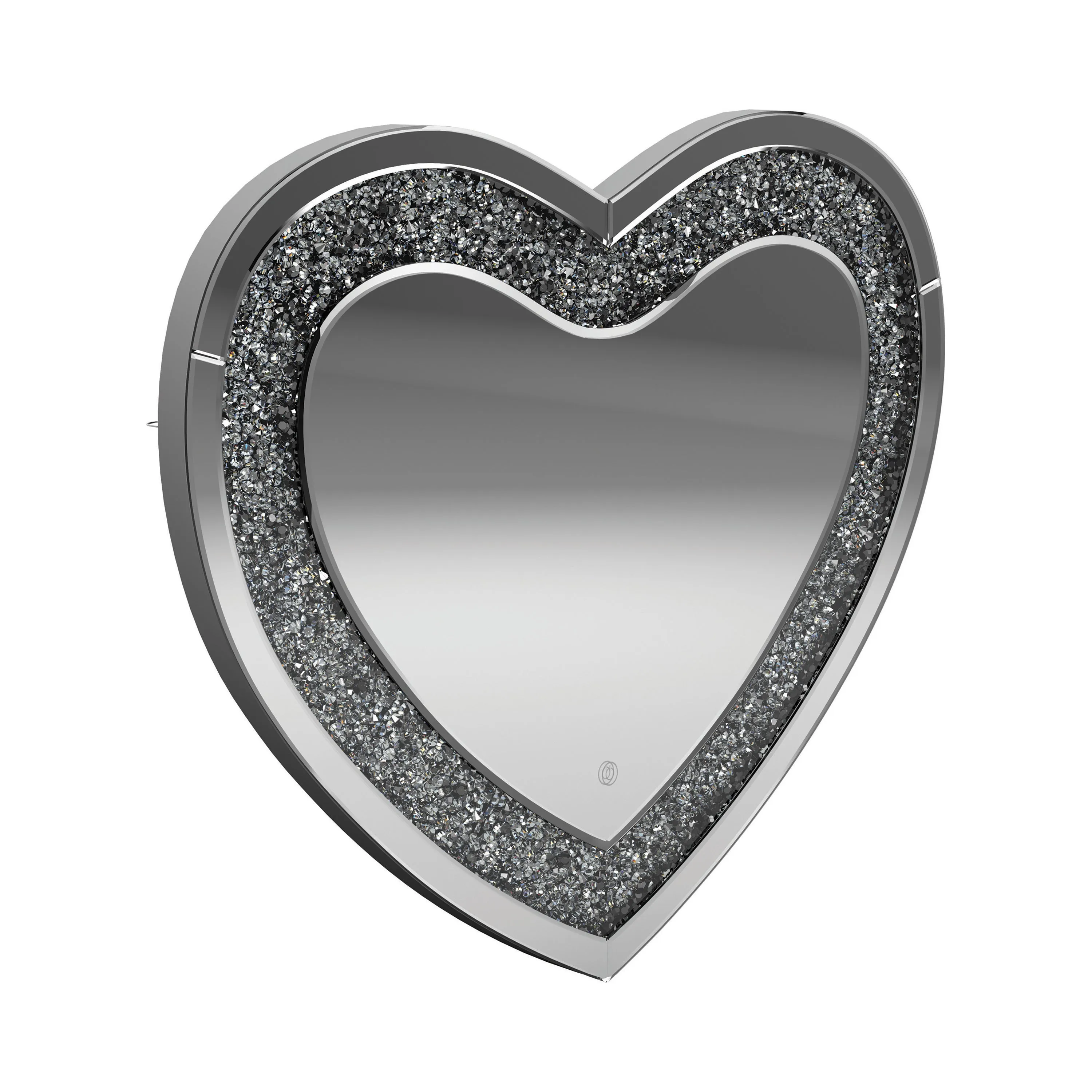 Aiko 36 x 30 Inch Heart Shaped LED Light Wall Mirror Silver