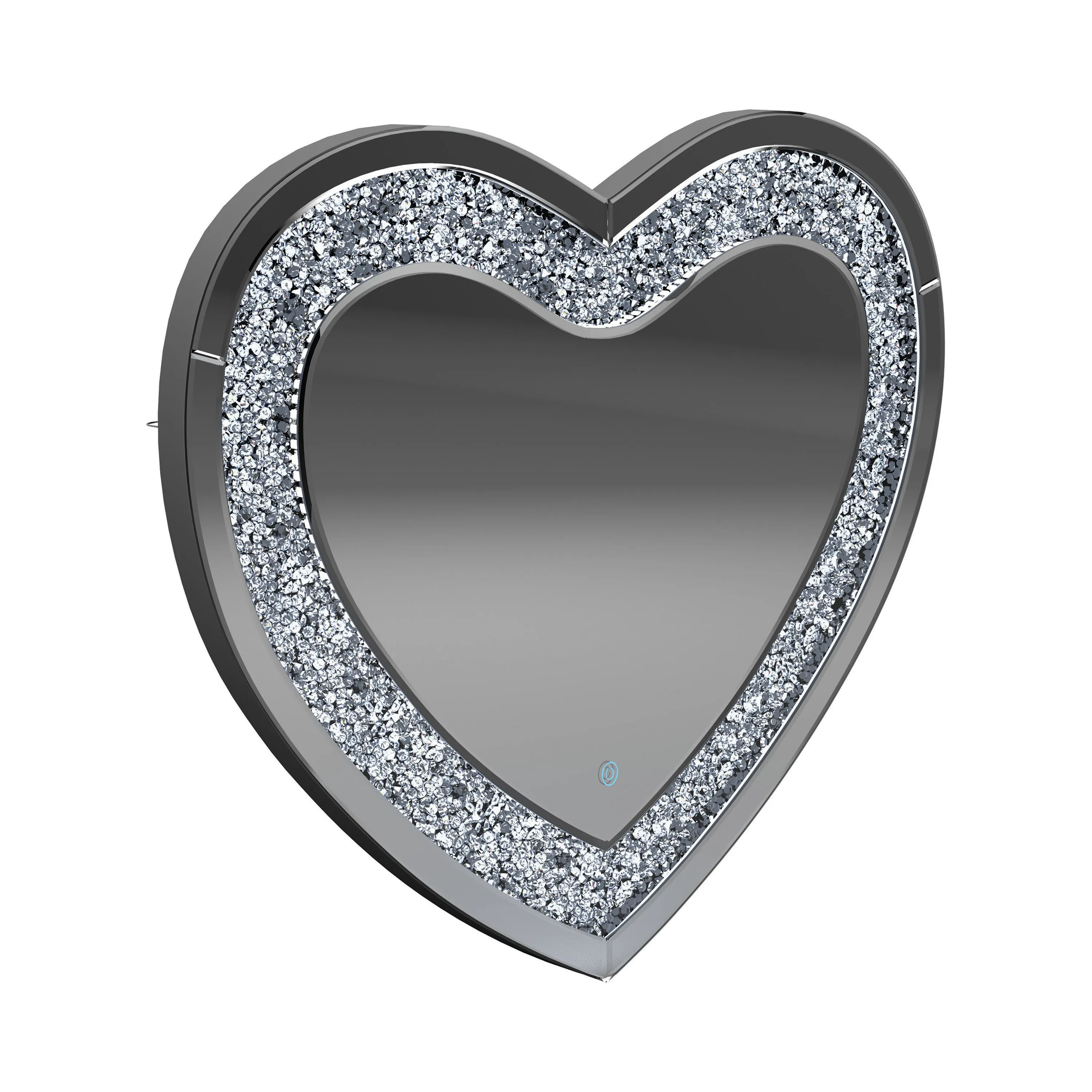 Aiko 36 x 30 Inch Heart Shaped LED Light Wall Mirror Silver
