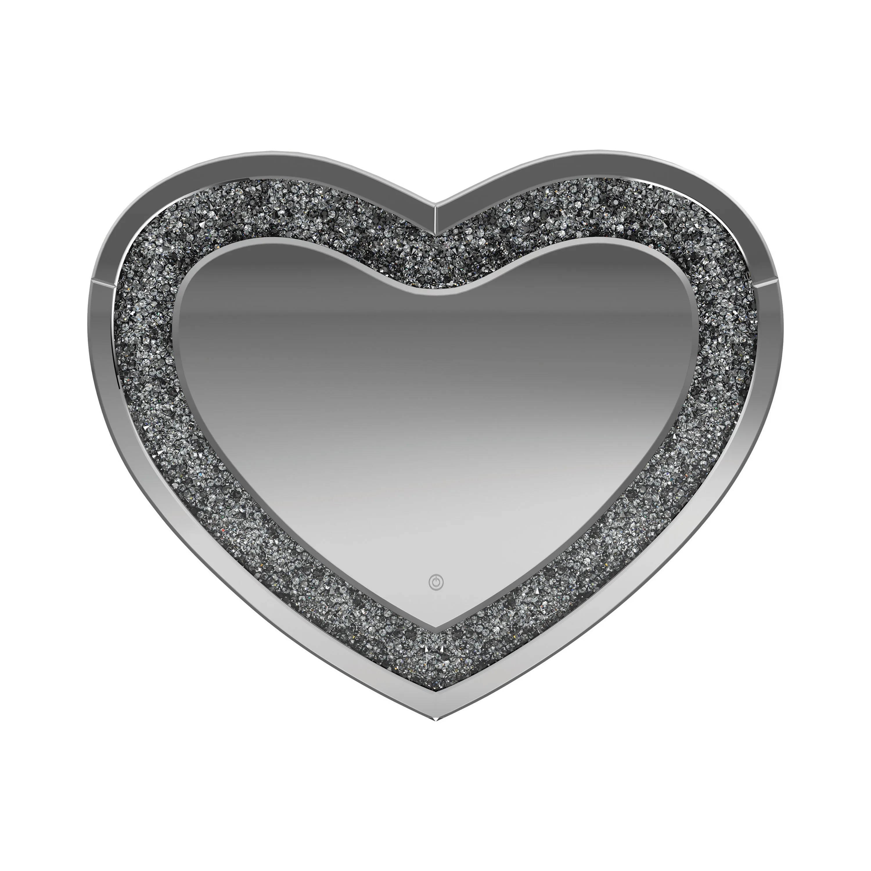Aiko 36 x 30 Inch Heart Shaped LED Light Wall Mirror Silver