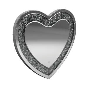 Aiko 36 x 30 Inch Heart Shaped LED Light Wall Mirror Silver