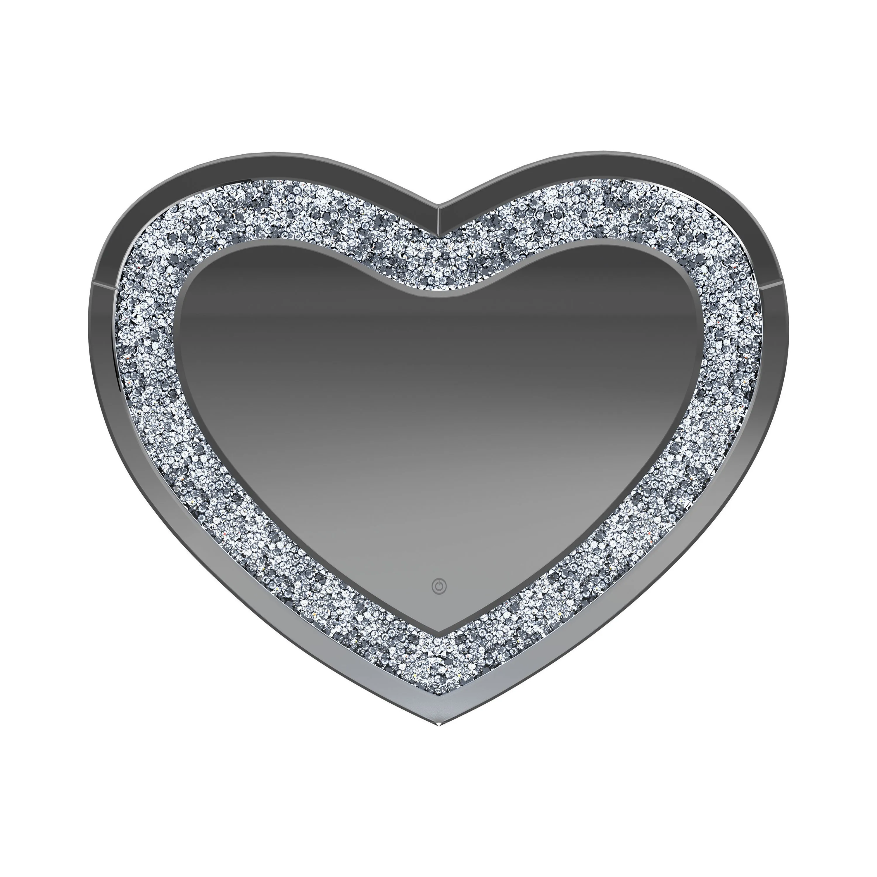 Aiko 36 x 30 Inch Heart Shaped LED Light Wall Mirror Silver