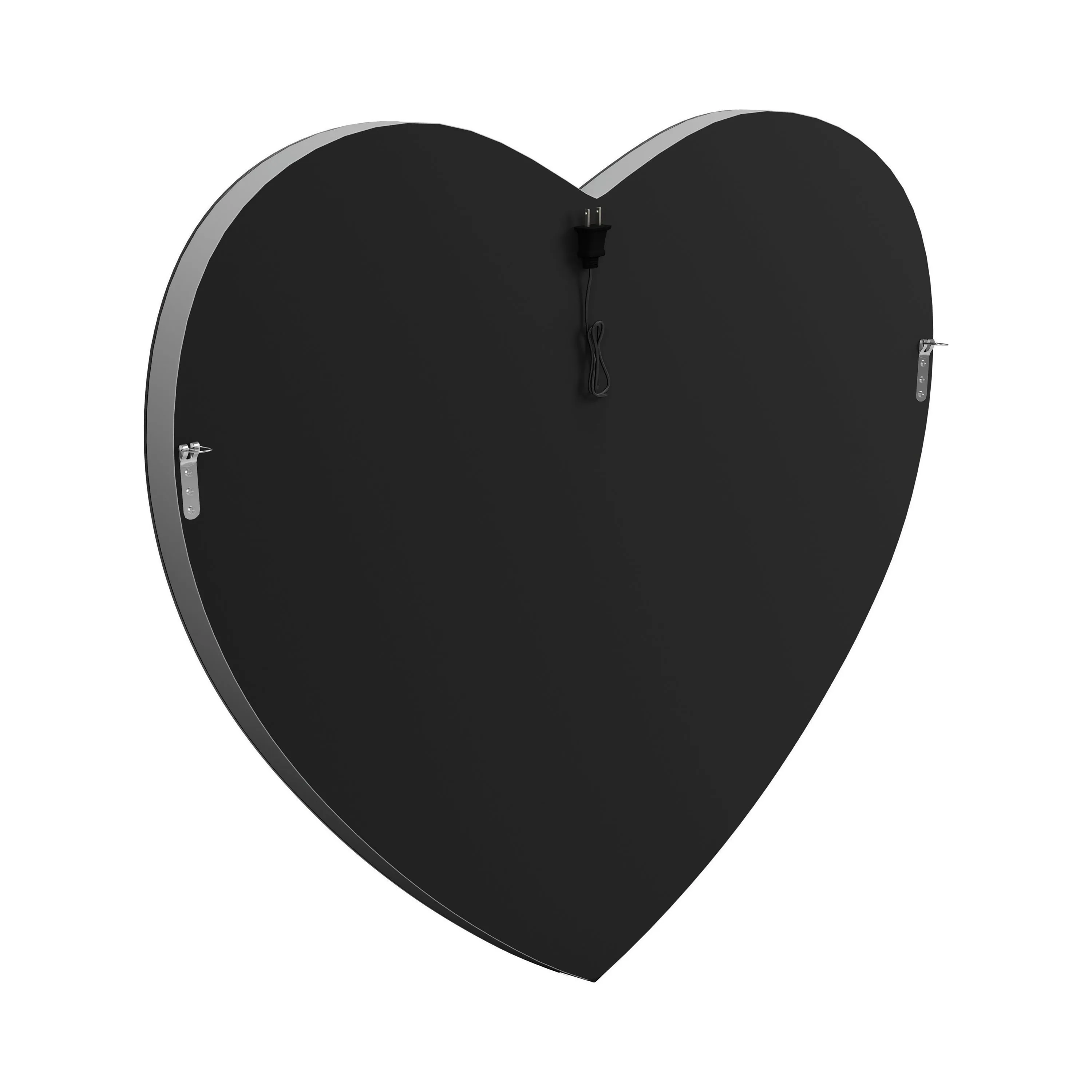 Aiko 36 x 30 Inch Heart Shaped LED Light Wall Mirror Silver