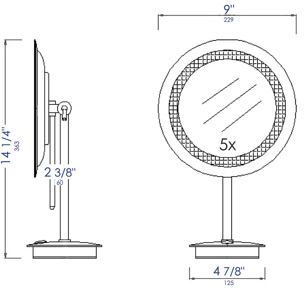 Alfi Brand 5x LED Frameless Vanity Mirror - Plugs in or Runs on Battery, 2 Finishes