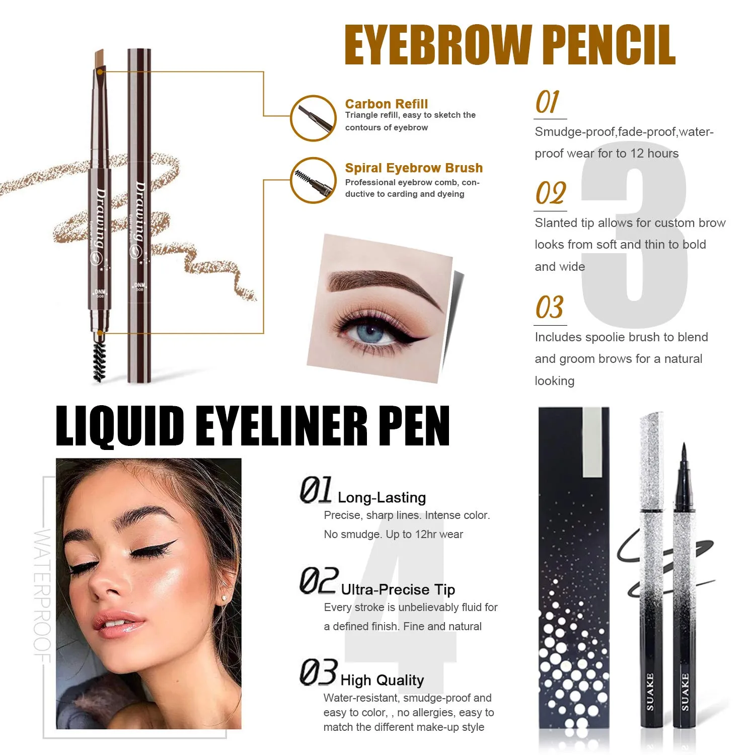 All in One Makeup Kit, 12 Colors Eyeshadow Palette, 5PCS Brush Set, Eyebrow Pencil, Eyeliner & Mascara, Contour Foundation Stick, Makeup Primer and Liquid Highlighter With Cosmetic Bag Makeup Set