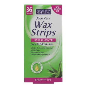 Aloe Vera Cold Wax Strips 36pk - Face & Bikini Line