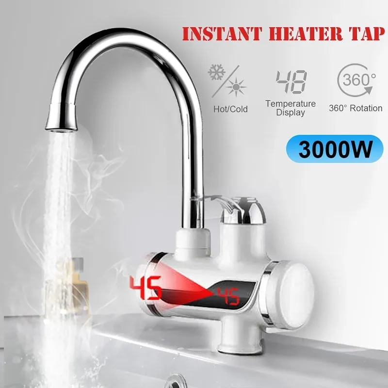 Angel Decoration Electric Water Heater Tap Kitchen Instant Tankless Instantaneous Water Heater Heating Instant Device 360 Rotate Hot Water Faucet