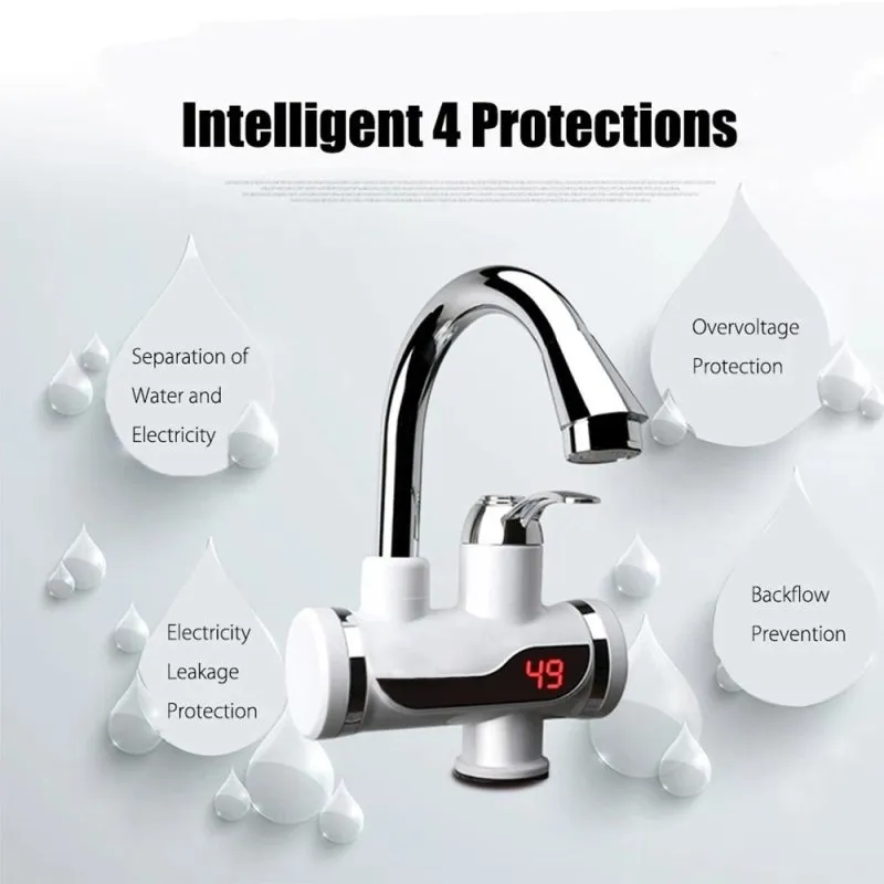 Angel Decoration Electric Water Heater Tap Kitchen Instant Tankless Instantaneous Water Heater Heating Instant Device 360 Rotate Hot Water Faucet